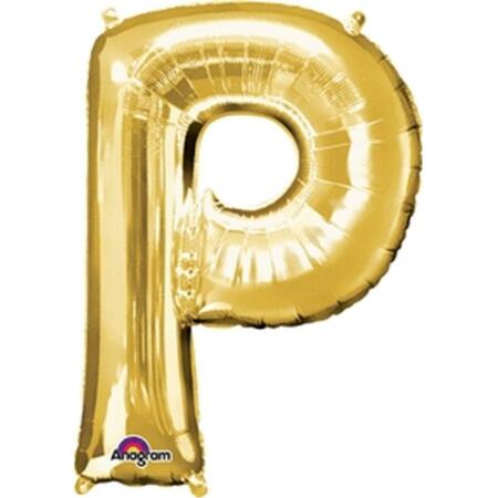 ANAGRAM 32 in. Letter P Gold Supershape Foil Balloon 78421